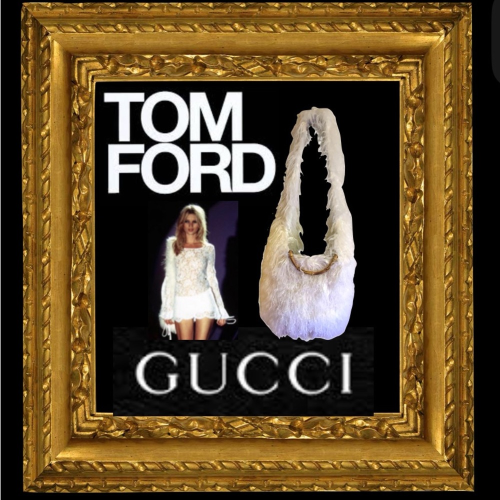 Rare Gucci by Tom Ford Iconic White Fur Bag as seen on Kate Moss 1996